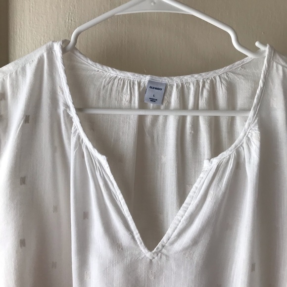 NWOT. Feminine White on White Blouse - Picture 2 of 8